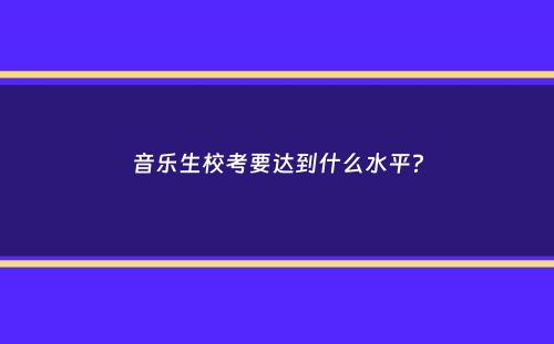 音乐生校考要达到什么水平？