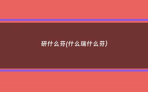 研什么芬(什么瑞什么芬）