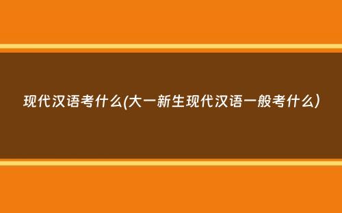 现代汉语考什么(大一新生现代汉语一般考什么）