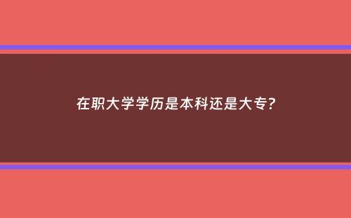 在职大学学历是本科还是大专？