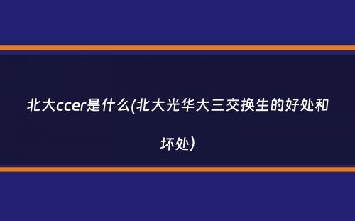 北大ccer是什么(北大光华大三交换生的好处和坏处）