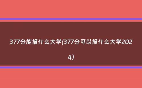 377分能报什么大学(377分可以报什么大学2024）