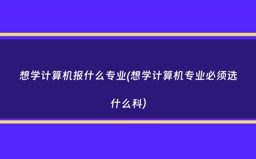 想学计算机报什么专业(想学计算机专业必须选什么科）