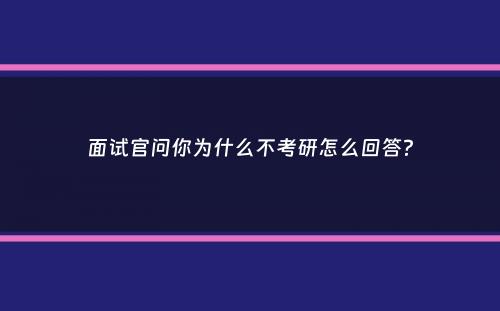 面试官问你为什么不考研怎么回答？