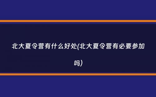 北大夏令营有什么好处(北大夏令营有必要参加吗）