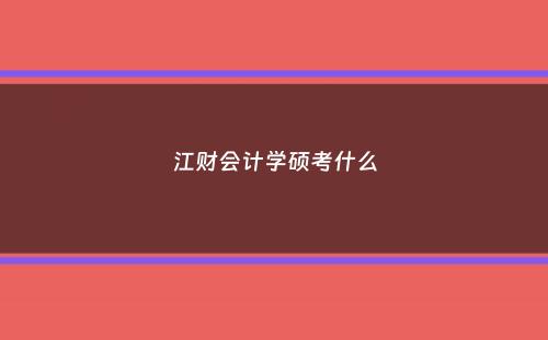 江财会计学硕考什么