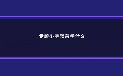 专硕小学教育学什么