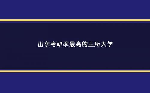 山东考研率最高的三所大学