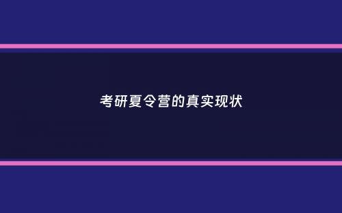 考研夏令营的真实现状