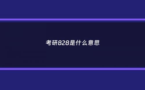 考研828是什么意思