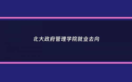 北大政府管理学院就业去向