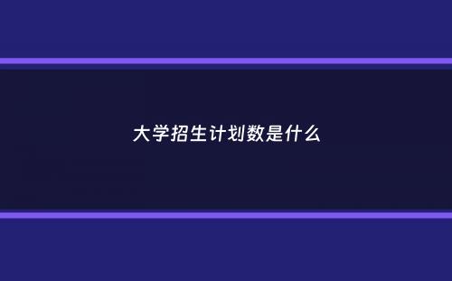 大学招生计划数是什么