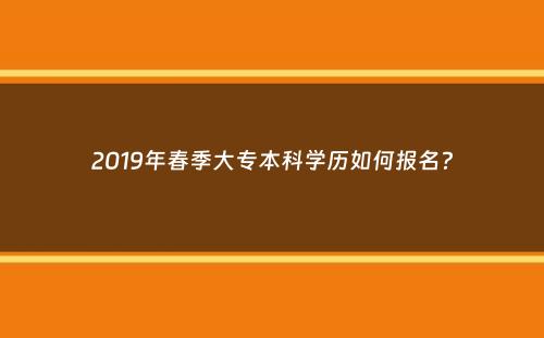 2019年春季大专本科学历如何报名？