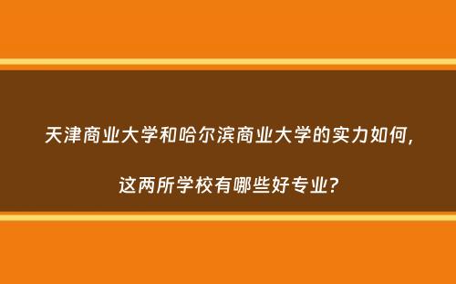 天津商业大学和哈尔滨商业大学的实力如何，这两所学校有哪些好专业？