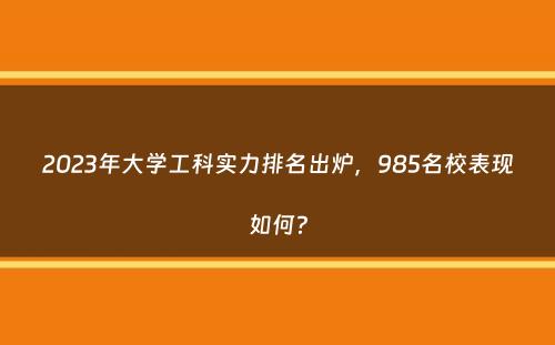 2023年大学工科实力排名出炉，985名校表现如何？