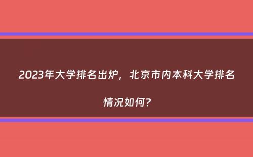 2023年大学排名出炉，北京市内本科大学排名情况如何？