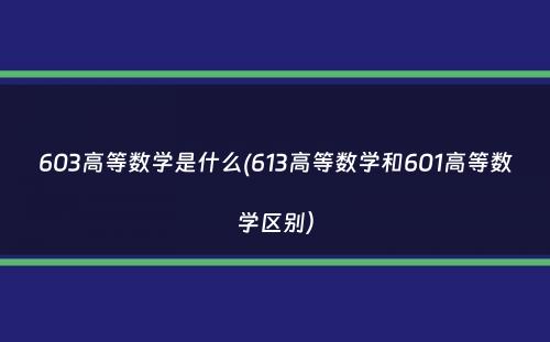 603高等数学是什么(613高等数学和601高等数学区别）