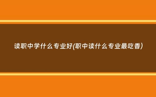 读职中学什么专业好(职中读什么专业最吃香）