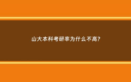 山大本科考研率为什么不高？