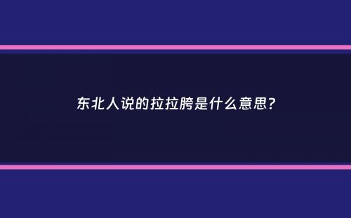 东北人说的拉拉胯是什么意思？
